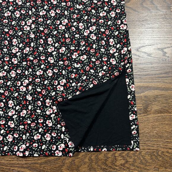 J Jill Wearever Collection Dress Womens Medium Black Floral Sleeveless Midi - Picture 4 of 12